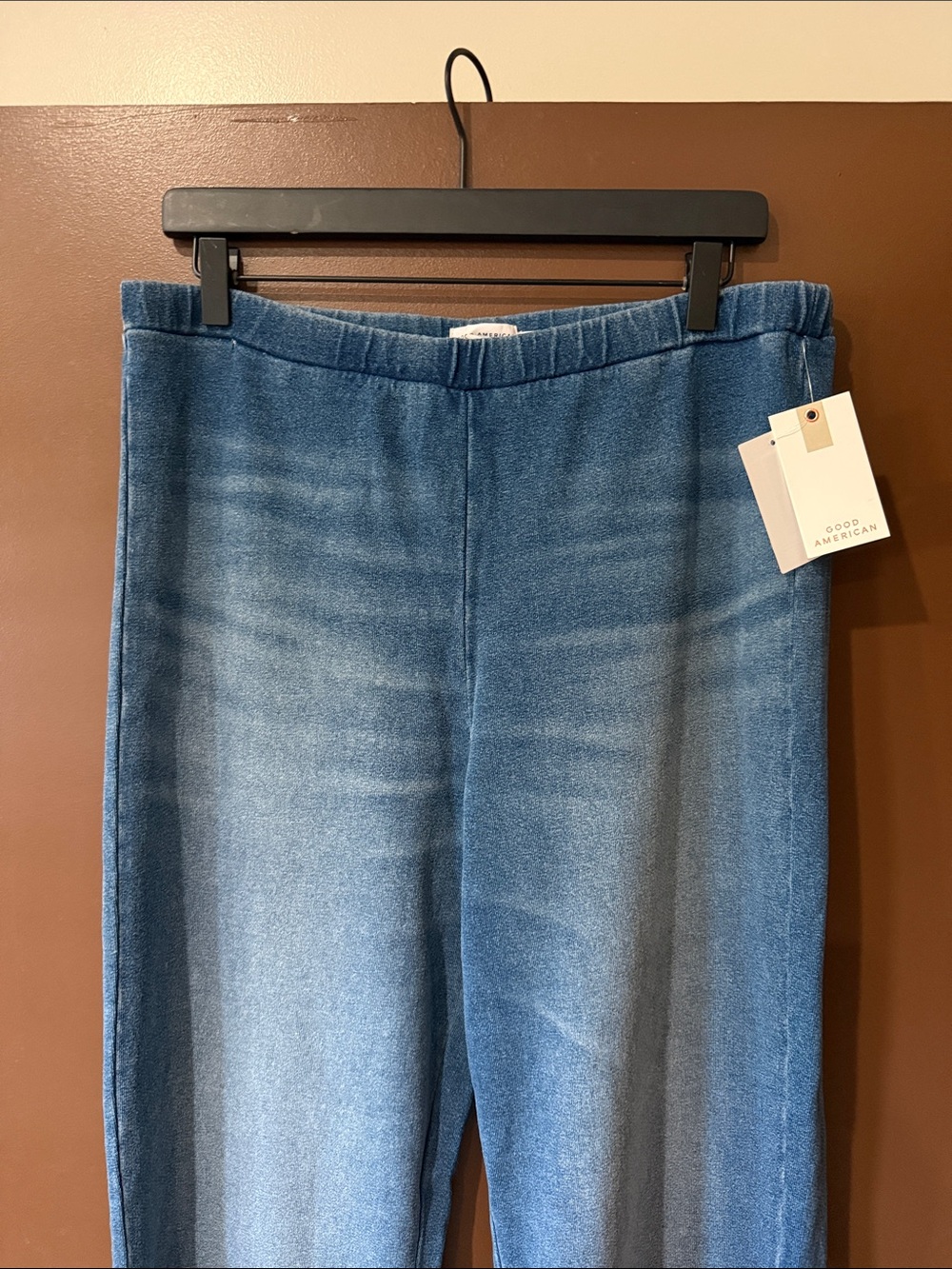 NWT Good American Blue Flare Pull-On Wide Leg Pants - 34” inseam - Picture 2 of 11